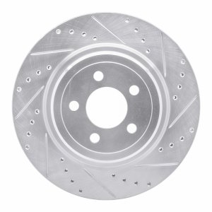Dodge Magnum Brake Rotor (1) - Rear Right - R1 Concepts - Drilled & Slotted - Silver - `06-`23